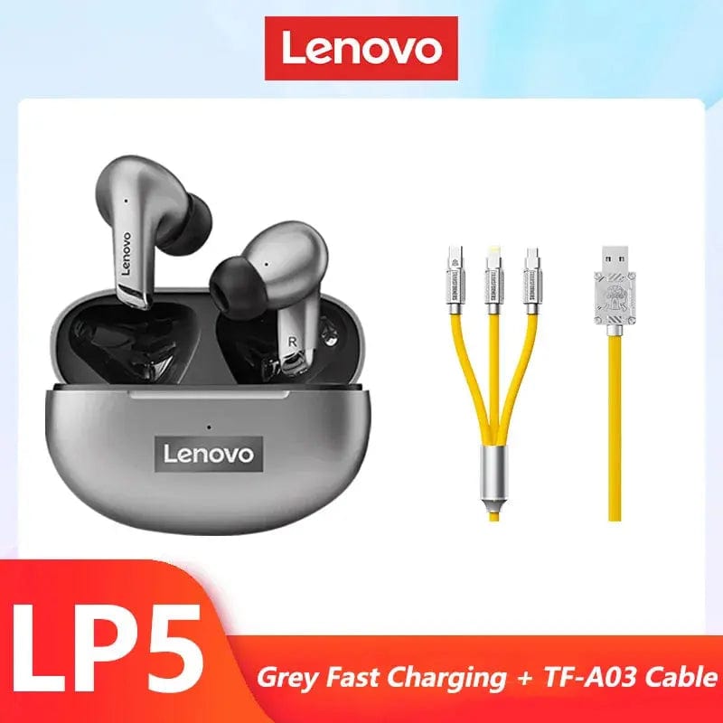 Lenovo ThinkPlus Store Gray FC and Cable / United States Original Lenovo LP5 Wireless Bluetooth Earbuds HiFi Music Earphones Headphones Sports Waterproof Headset With Mic Earbuds New