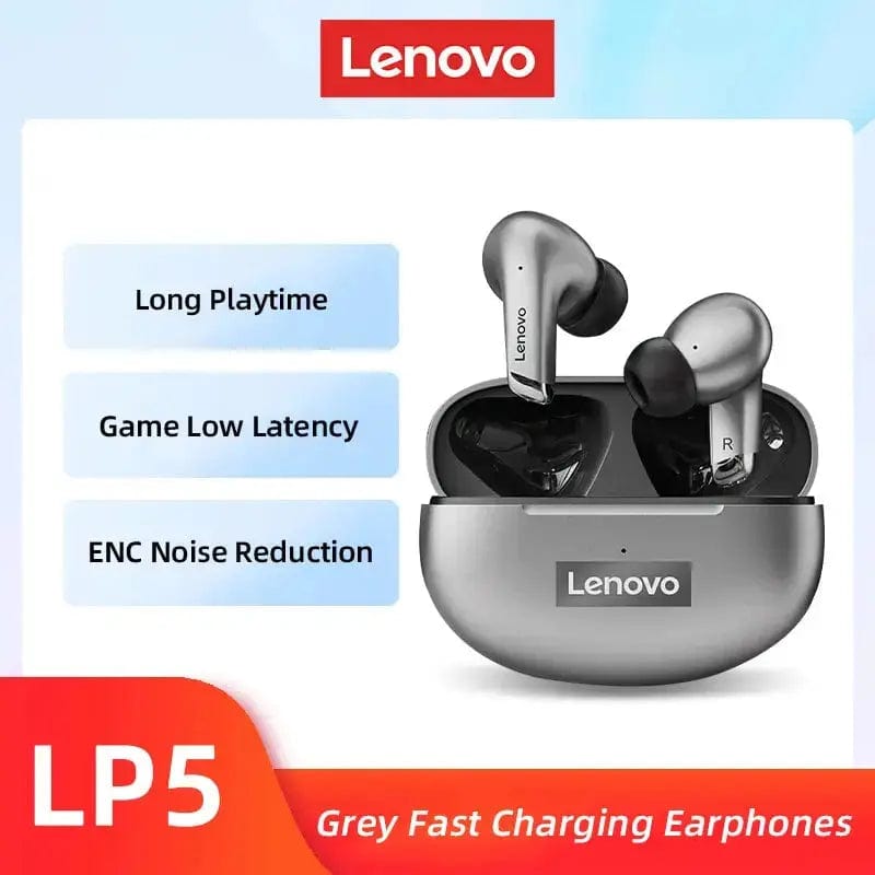 Lenovo ThinkPlus Store Grey Fast Charging / United States Original Lenovo LP5 Wireless Bluetooth Earbuds HiFi Music Earphones Headphones Sports Waterproof Headset With Mic Earbuds New