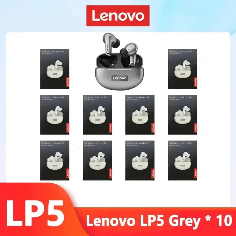 Lenovo ThinkPlus Store LP5 Grey 10 / CHINA Original Lenovo LP5 Wireless Bluetooth Earbuds HiFi Music Earphones Headphones Sports Waterproof Headset With Mic Earbuds New