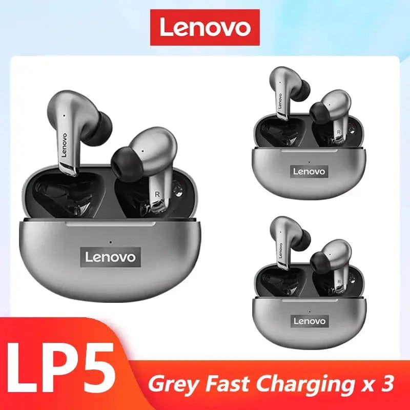 Lenovo ThinkPlus Store LP5 Grey 3 / CHINA Original Lenovo LP5 Wireless Bluetooth Earbuds HiFi Music Earphones Headphones Sports Waterproof Headset With Mic Earbuds New