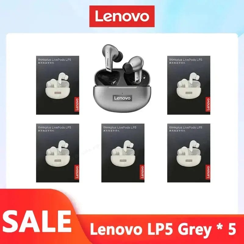 Lenovo ThinkPlus Store LP5 Grey 5 / CHINA Original Lenovo LP5 Wireless Bluetooth Earbuds HiFi Music Earphones Headphones Sports Waterproof Headset With Mic Earbuds New