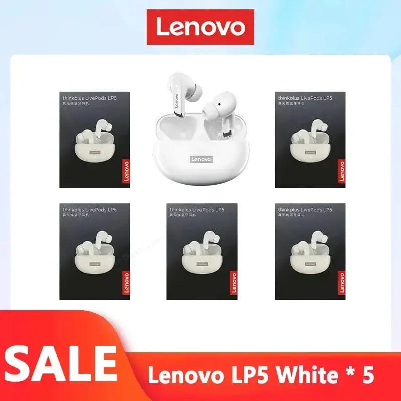 Lenovo ThinkPlus Store LP5 White 5 / CHINA Original Lenovo LP5 Wireless Bluetooth Earbuds HiFi Music Earphones Headphones Sports Waterproof Headset With Mic Earbuds New