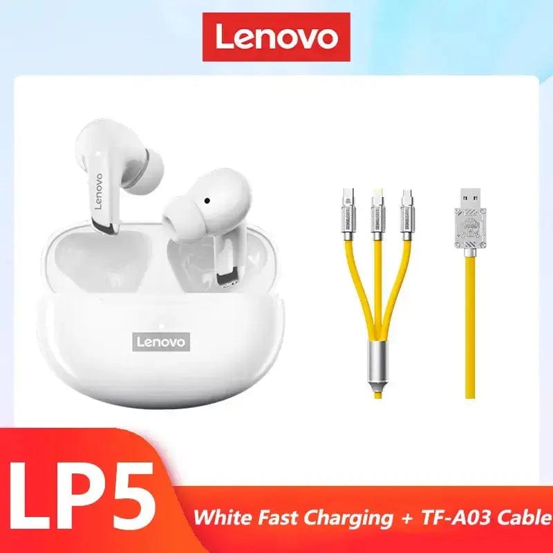 Lenovo ThinkPlus Store White FC and Cable / United States Original Lenovo LP5 Wireless Bluetooth Earbuds HiFi Music Earphones Headphones Sports Waterproof Headset With Mic Earbuds New