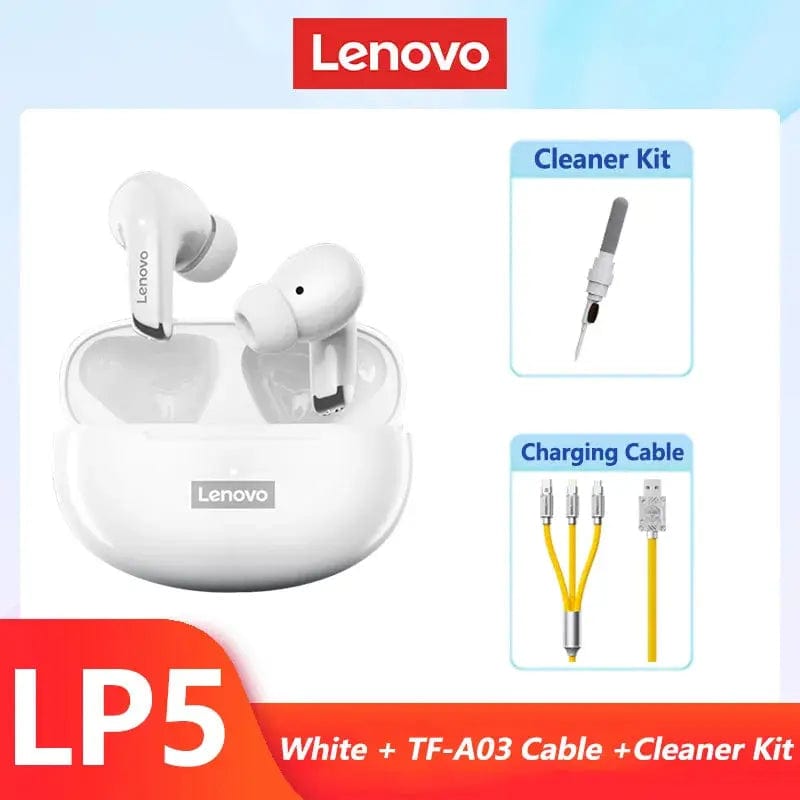 Lenovo ThinkPlus Store White FC Kit Cable / United States Original Lenovo LP5 Wireless Bluetooth Earbuds HiFi Music Earphones Headphones Sports Waterproof Headset With Mic Earbuds New