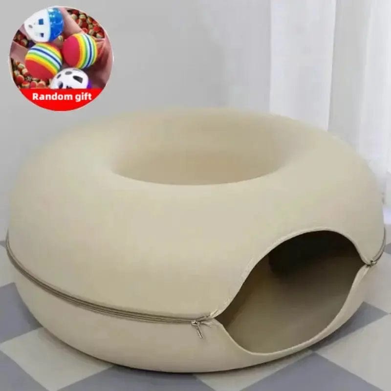 LPP Pet Store Khaki / 50X20cm Donut Cat Tunnel Bed