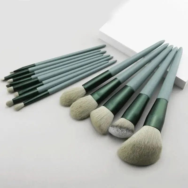 Magic Bid Store Green 13Pcs Soft Fluffy Makeup Brushes Set, gift for her, gift for mother, beauty tool