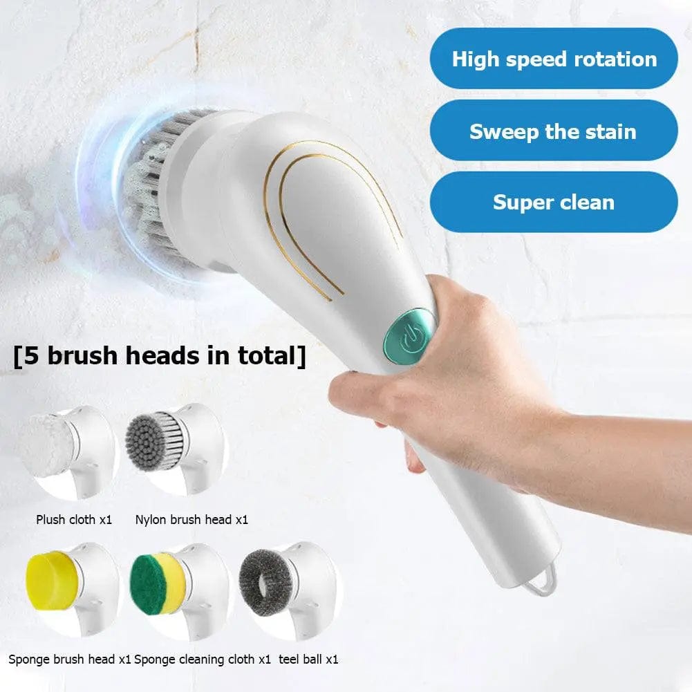 QIEYUE online Store with 5 Heads Multifunctional Electric Handheld Kitchen Household Dishwashing Brush Handheld Scrubber Bathtub Sink Bathroom Kitchen Tile Cleaning Tool Drill Brush Set With 5 Heads