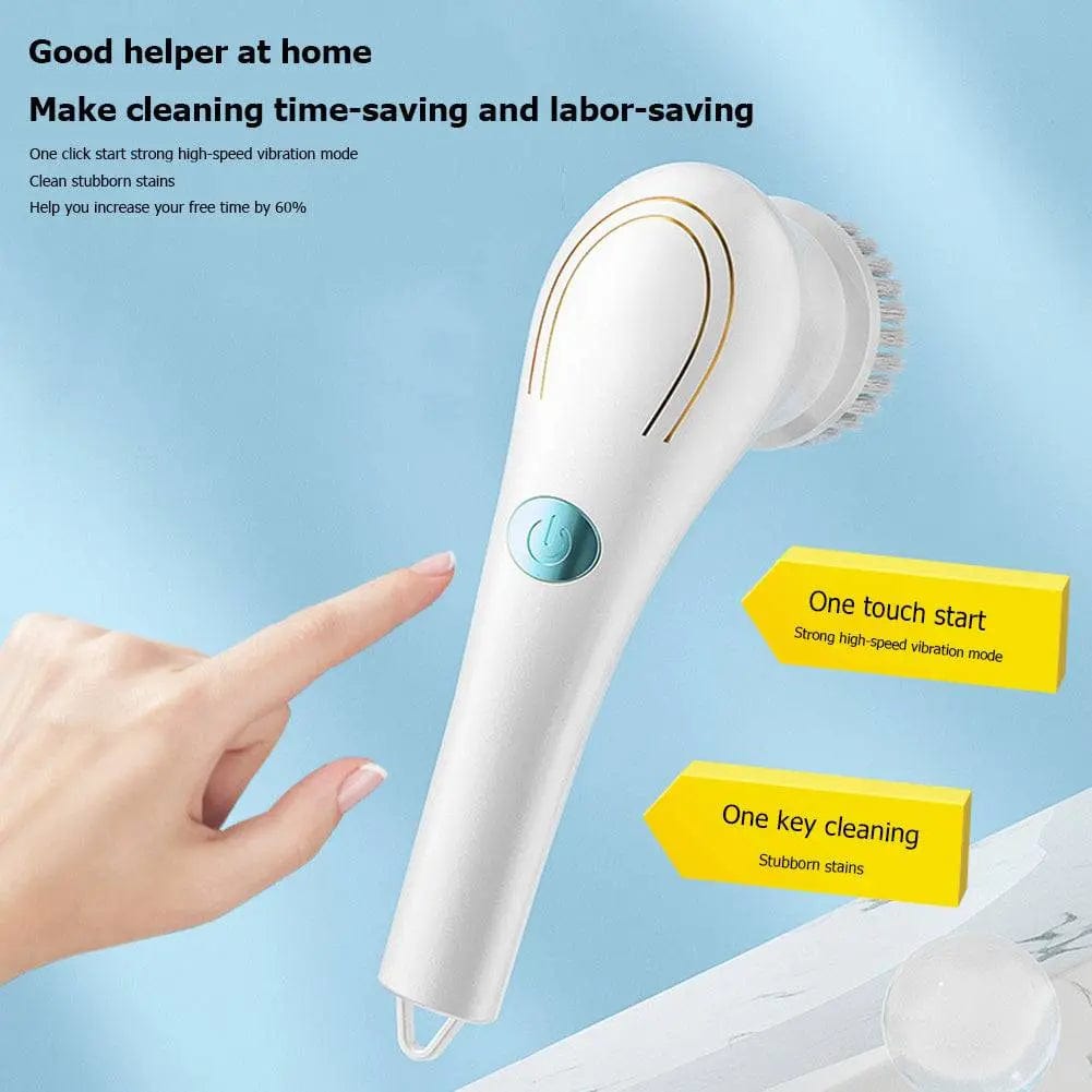 QIEYUE online Store with 5 Heads Multifunctional Electric Handheld Kitchen Household Dishwashing Brush Handheld Scrubber Bathtub Sink Bathroom Kitchen Tile Cleaning Tool Drill Brush Set With 5 Heads