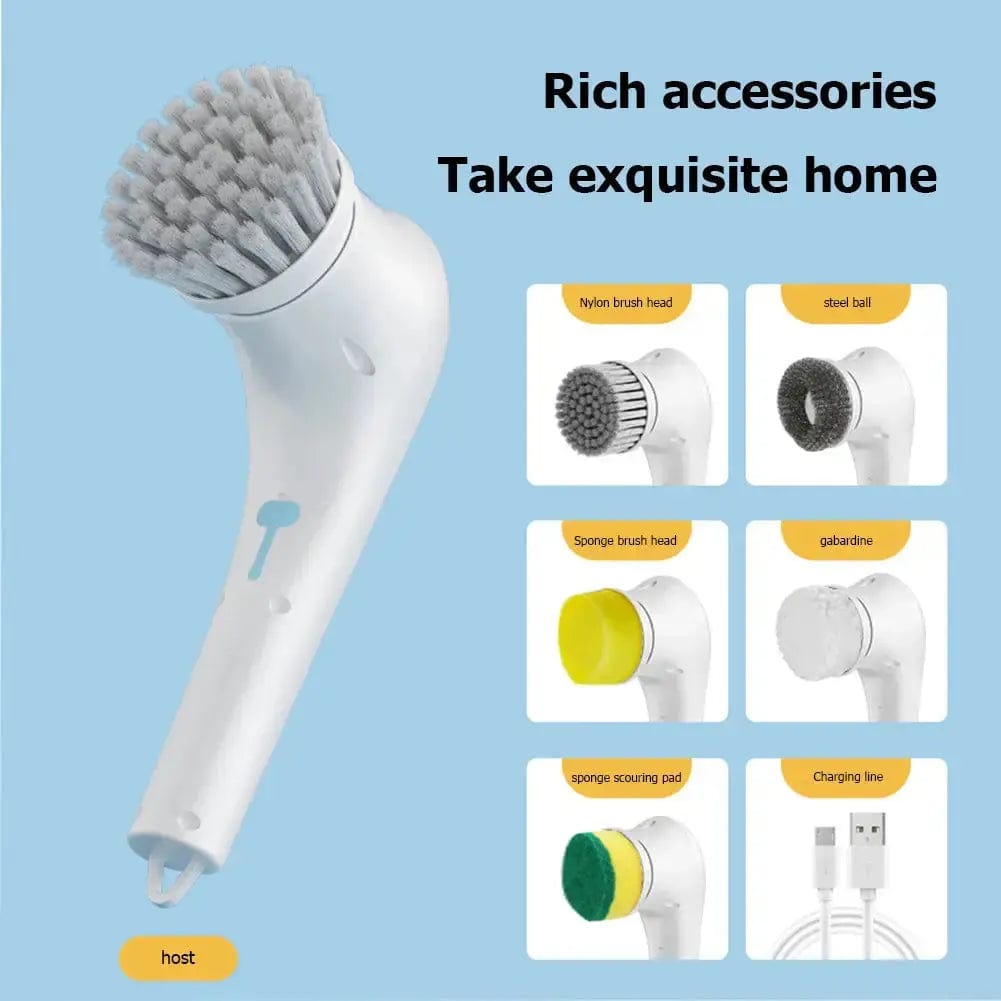 QIEYUE online Store with 5 Heads Multifunctional Electric Handheld Kitchen Household Dishwashing Brush Handheld Scrubber Bathtub Sink Bathroom Kitchen Tile Cleaning Tool Drill Brush Set With 5 Heads