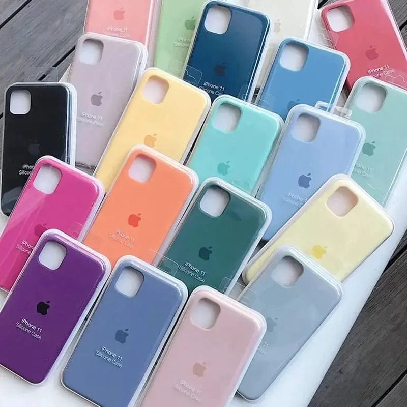 Shop1103600566 Store Original Liquid Silicone Phone Case for iPhone 15 14 13 12 11 Pro Max Apple Cases for iPhone 12 13 11 14 15 Plus Full Logo Cover