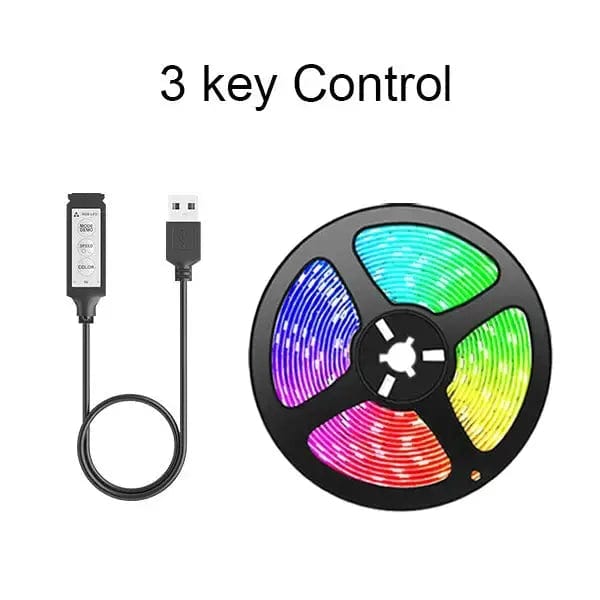 Sumars Store 3 key / 1m Tape Bluetooth USB LED Strip Light Lights Flexible LED Lamp Tape Ribbon RGB Self-adhesive TV Desktop Diode