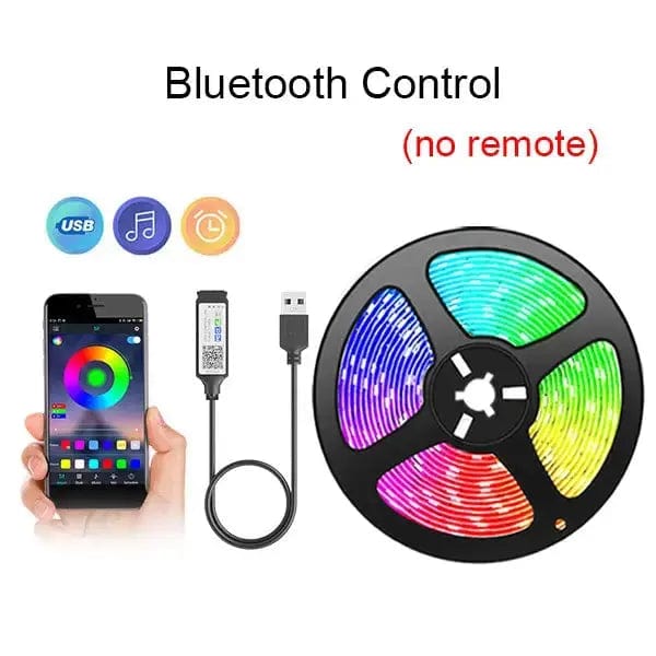 Sumars Store Bluetooth / 5m Tape Bluetooth USB LED Strip Light Lights Flexible LED Lamp Tape Ribbon RGB Self-adhesive TV Desktop Diode